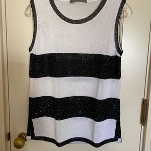 Striped Sequined Sleeveless Sweater